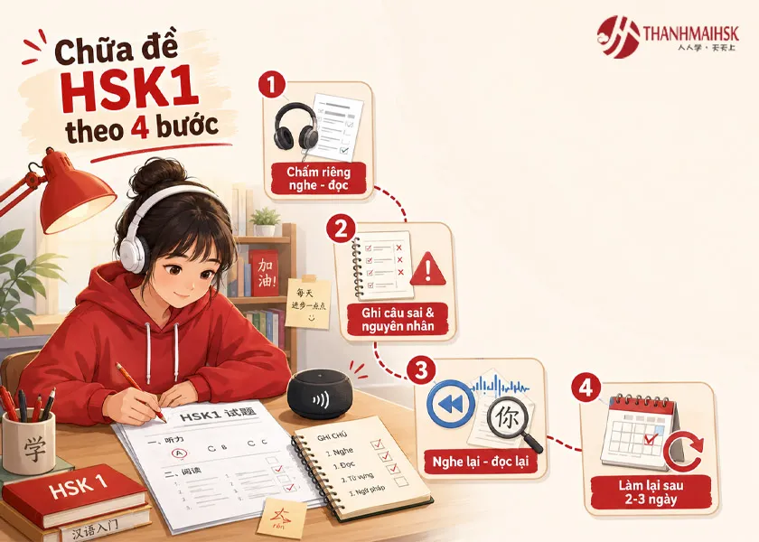 Quy trình chữa đề HSK1 theo bốn bước Quy trình chữa đề HSK1 theo bốn bước