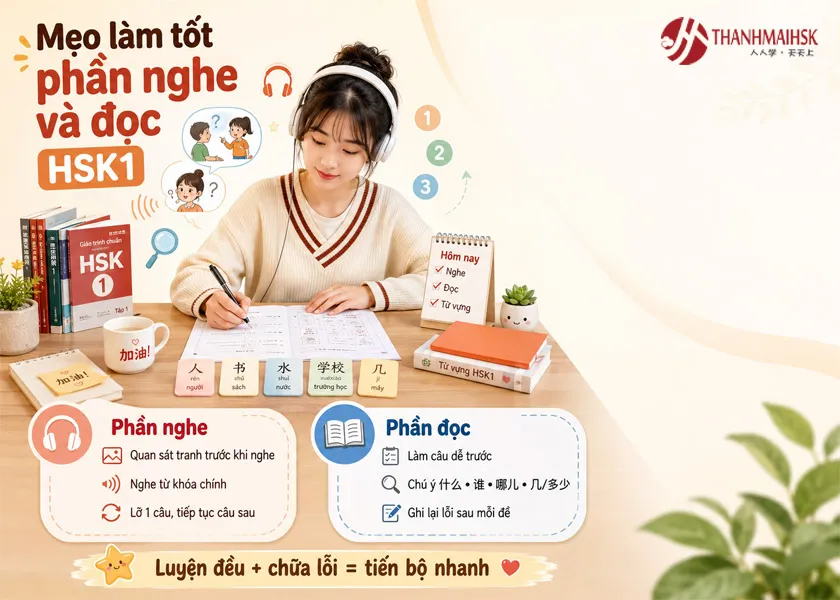 Mẹo làm tốt phần nghe và đọc HSK1 Mẹo làm tốt phần nghe và đọc HSK1