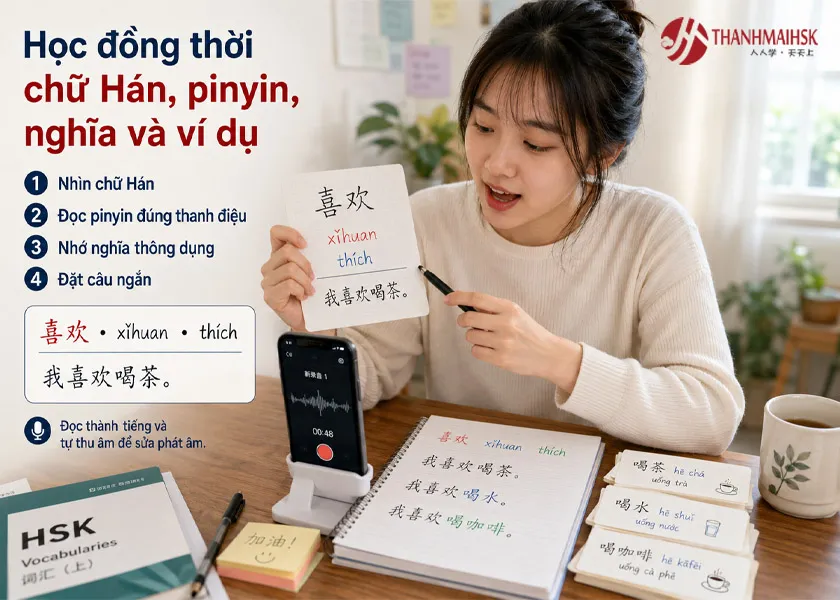 Học đồng thời chữ Hán, pinyin, nghĩa và ví dụ Học đồng thời chữ Hán, pinyin, nghĩa và ví dụ
