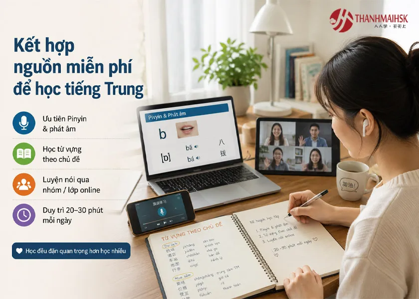 Kết hợp các nguồn miễn phí để tạo lộ trình học ổn định Kết hợp các nguồn miễn phí để tạo lộ trình học ổn định