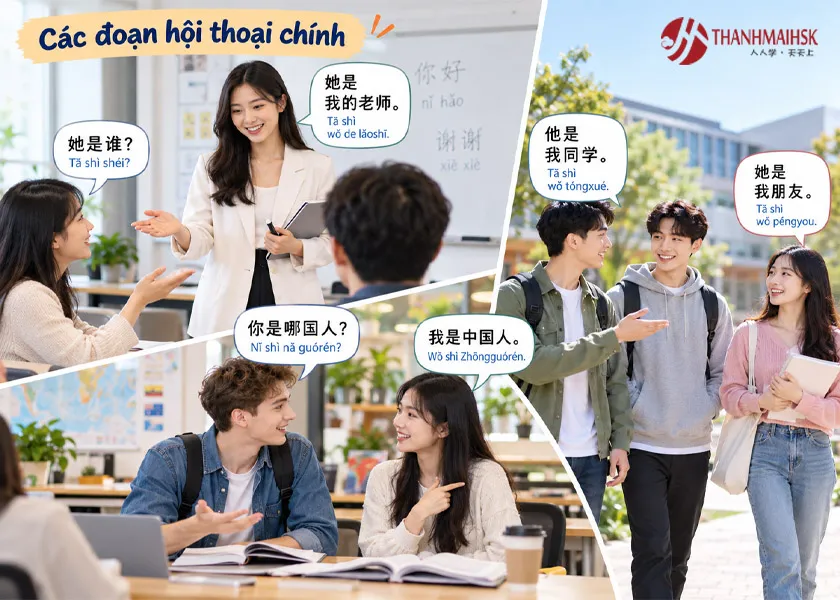 Các đoạn hội thoại chính trong bài Các đoạn hội thoại chính trong bài