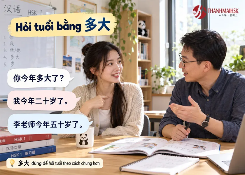 Hỏi tuổi bằng 多大 Hỏi tuổi bằng 多大